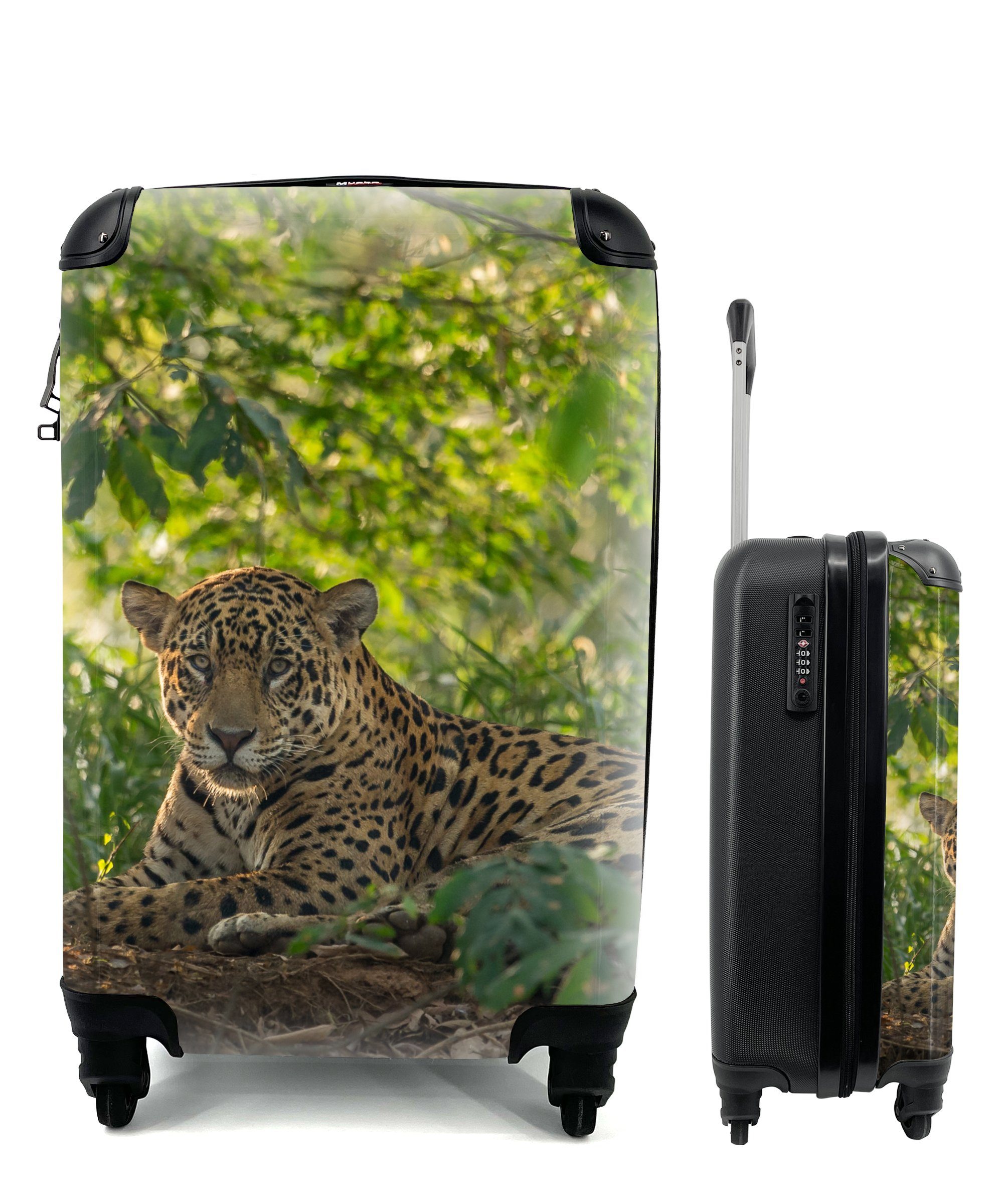 MuchoWow Handgepäckkoffer Jaguar im Dschungel, 4 Rollen, Reisetasche mit rollen, Handgepäck für Ferien, Trolley, Reisekoffer