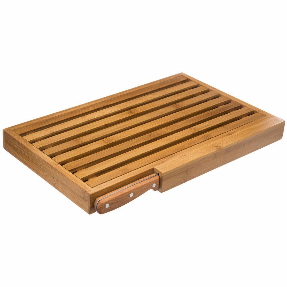 5five Simply Smart Schneidebrett Brotbrett 44 x 25 cm, Bambus, Edelstahl, Holz, mit Brotmesser