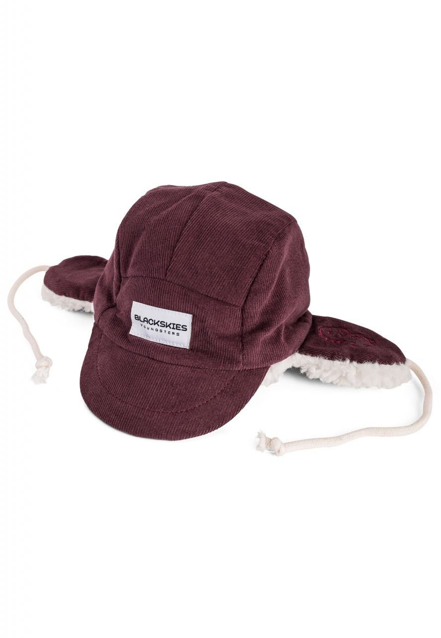 Blackskies Youngsters Plüschmütze Bärenpfote III - Kinder Winter Cap mit Teddyplüsch - Burgundy M (46 - 49 cm)