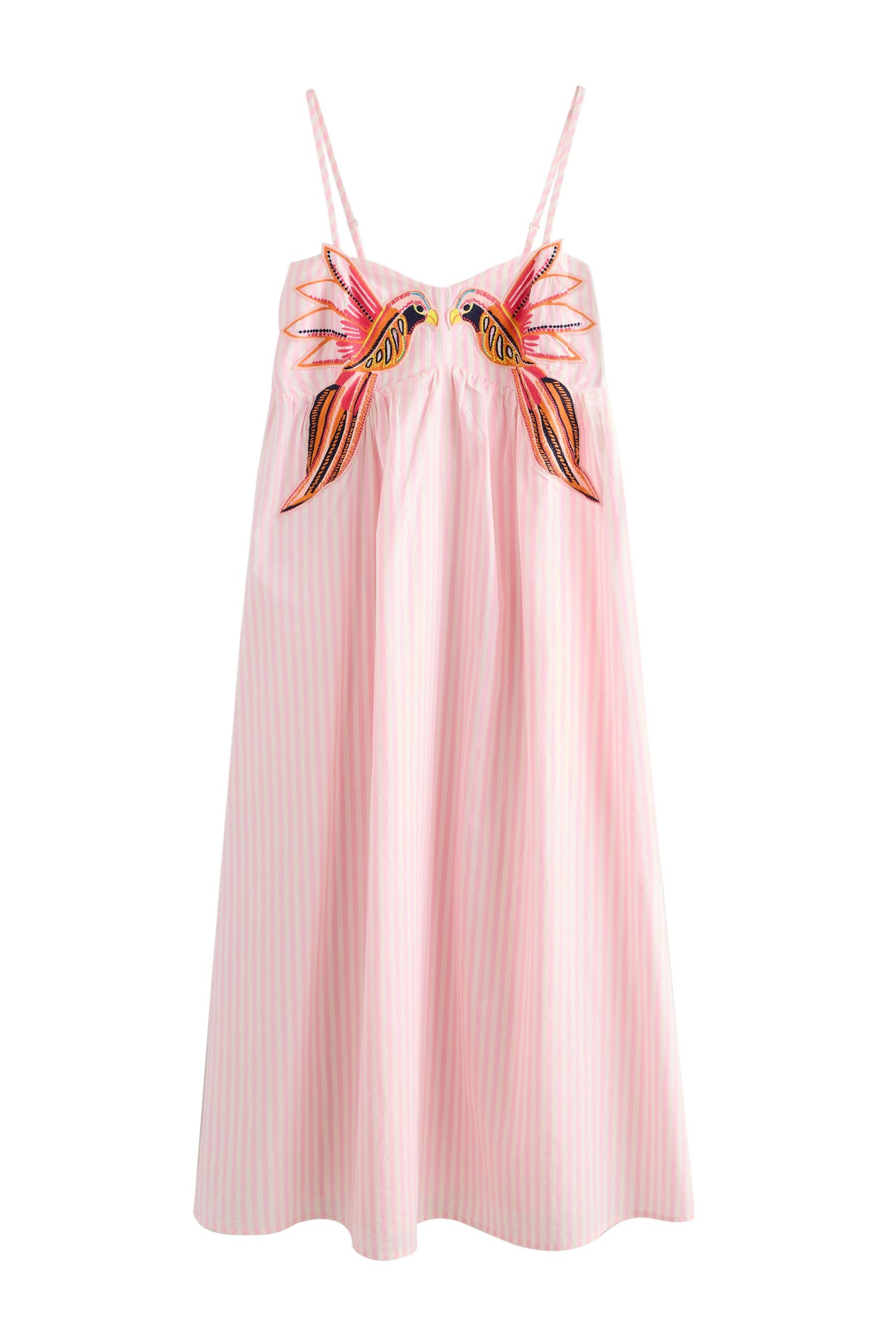 Next Midikleid Besticktes Midikleid, tropisches Vogelmuster (1-tlg)