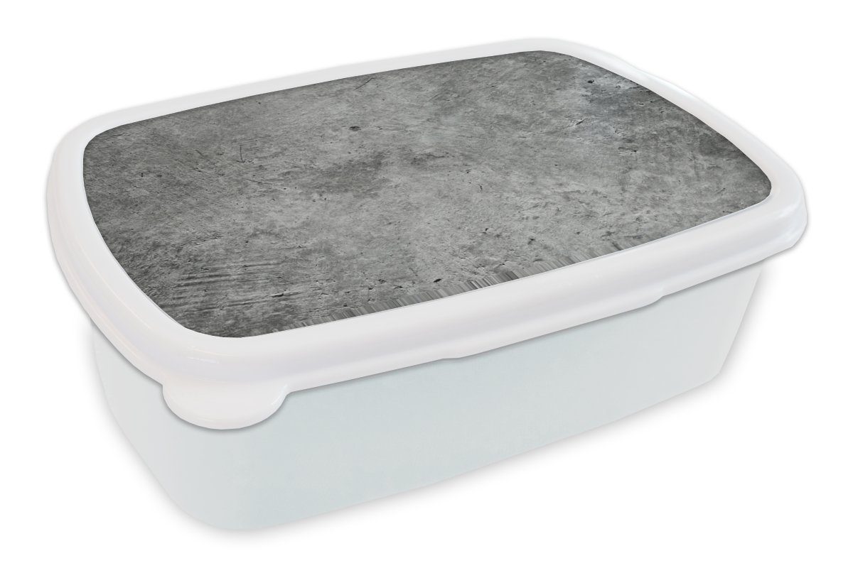 MuchoWow Lunchbox Vintage - Beton - Steine, Kunststoff, (2-tlg), Brotbox für Kinder und Erwachsene, Brotdose, für Jungs und Mädchen weiß