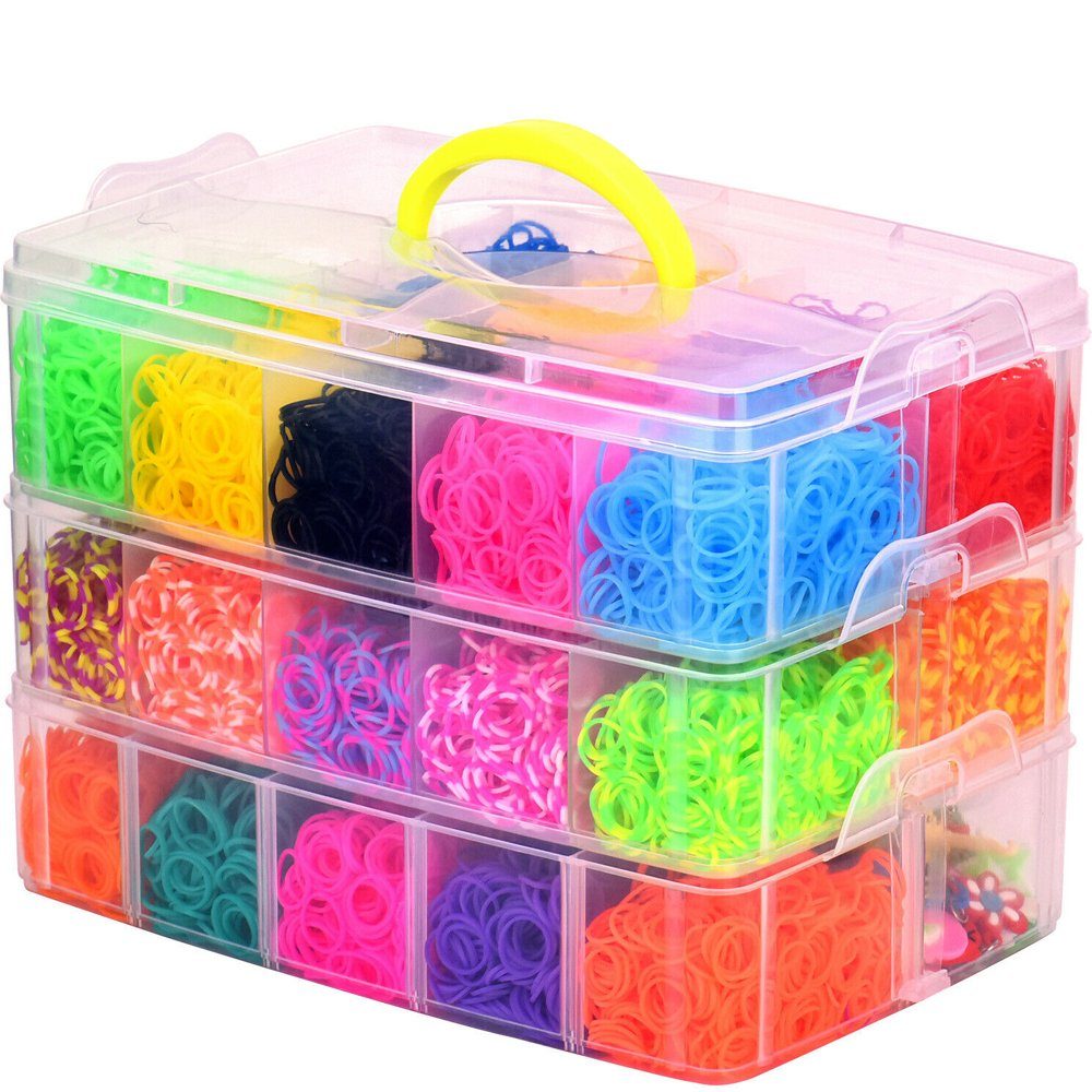 AKKEE Lernspielzeug Gummibänder Set für Kinder DIY Gummibänder Set (mit Aufbewahrungsbox, Bunt), Geschenk Weihnachten, Geburtstagsgeschenk Bastelset Kinder