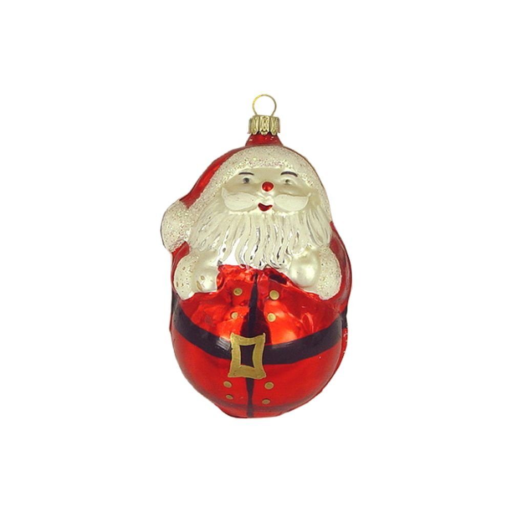 Haberland Glasschmuck Lauscha Christbaumschmuck Großer Weihnachtsmann auf Kugel blau 10 cm Lauschaer Glas