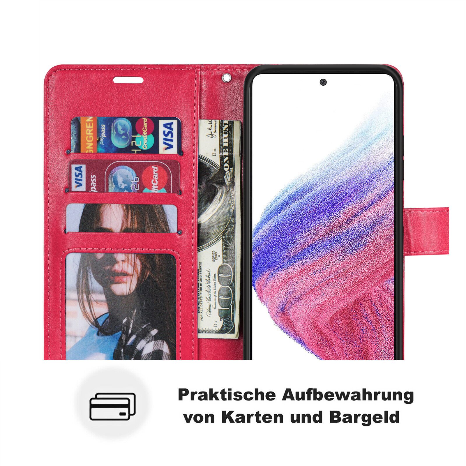 betterfon Handyhülle Handytasche für Samsung Galaxy A53 5G Klapphülle, Wallet Case mit Kartenfächern Magnetverschluss und weicher Innenhülle – Bild 4 von 5