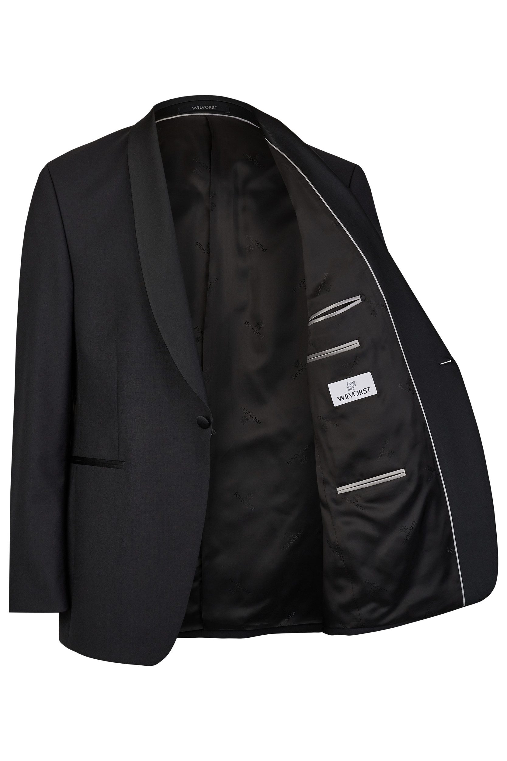 Wilvorst Sakko Wilvorst Herren Smokingsakko Schalkragen Modern-Fit Schwarz
