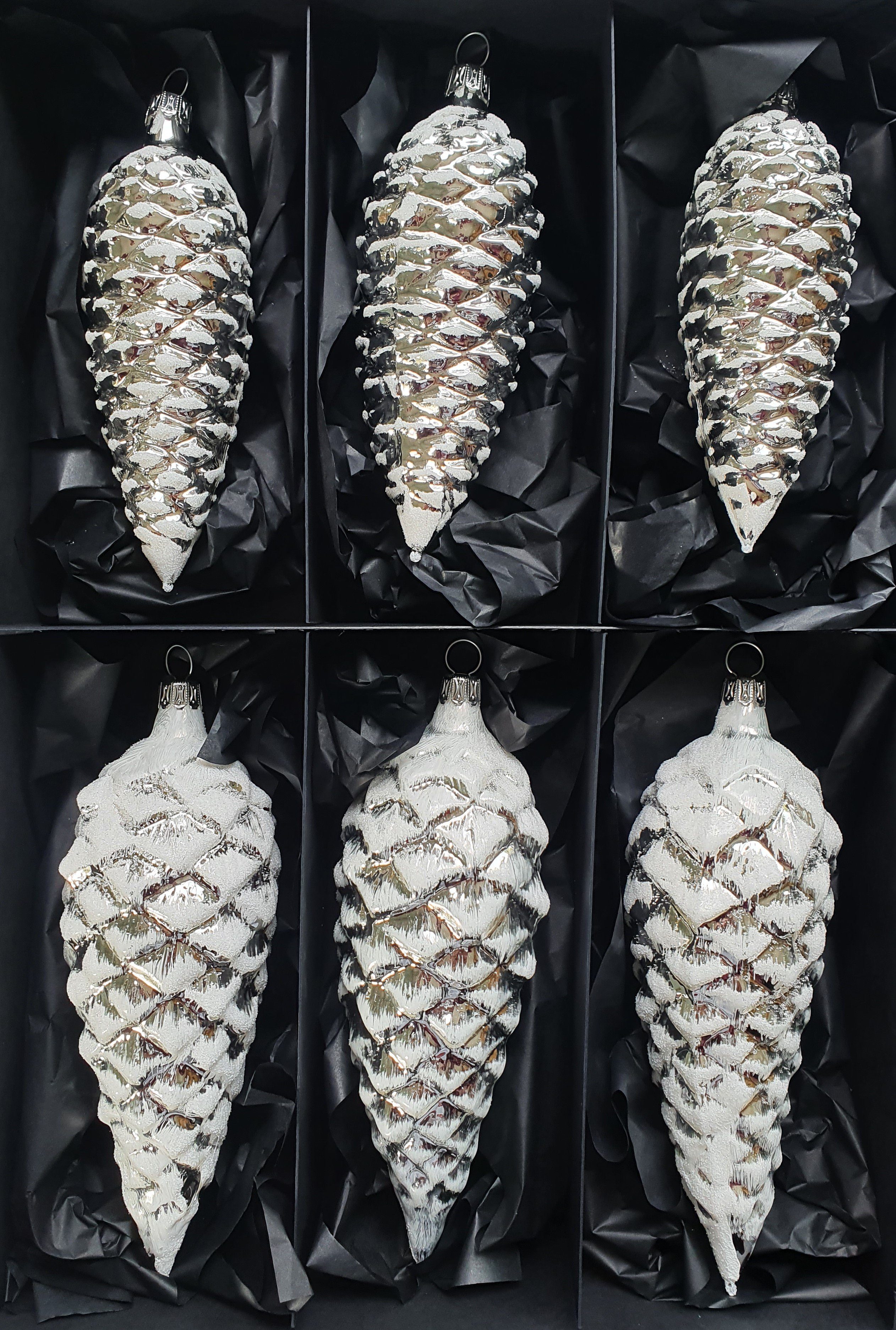 Nostalgie Christbaumschmuck Thüringen Christbaumschmuck Zapfen 6er Set mehrfarbig, Handarbeit, mundgeblasen