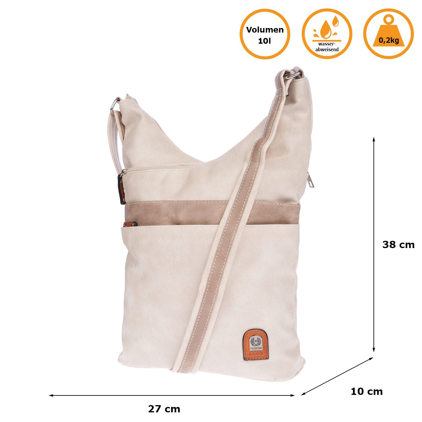Christian Wippermann Umhängetasche Große Umhängetasche Damen Tasche Schultertasche (einzeln), Crossover Leder Optik