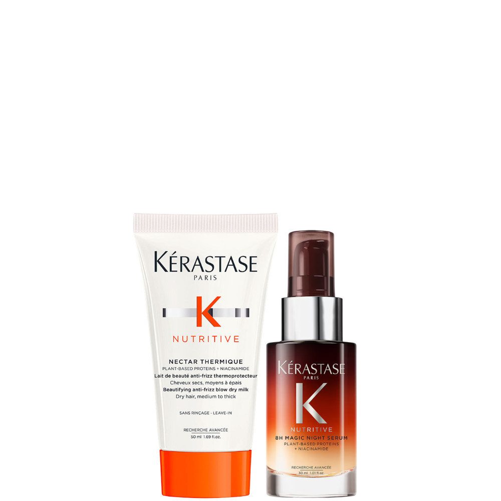 Kérastase Haarpflege-Set Nutritive Duo – Nectar Thermique 50ml & 8H Magic Night Serum 30ml, 2-tlg., Seidig weiches, geschütztes und intensiv gepflegtes Haar