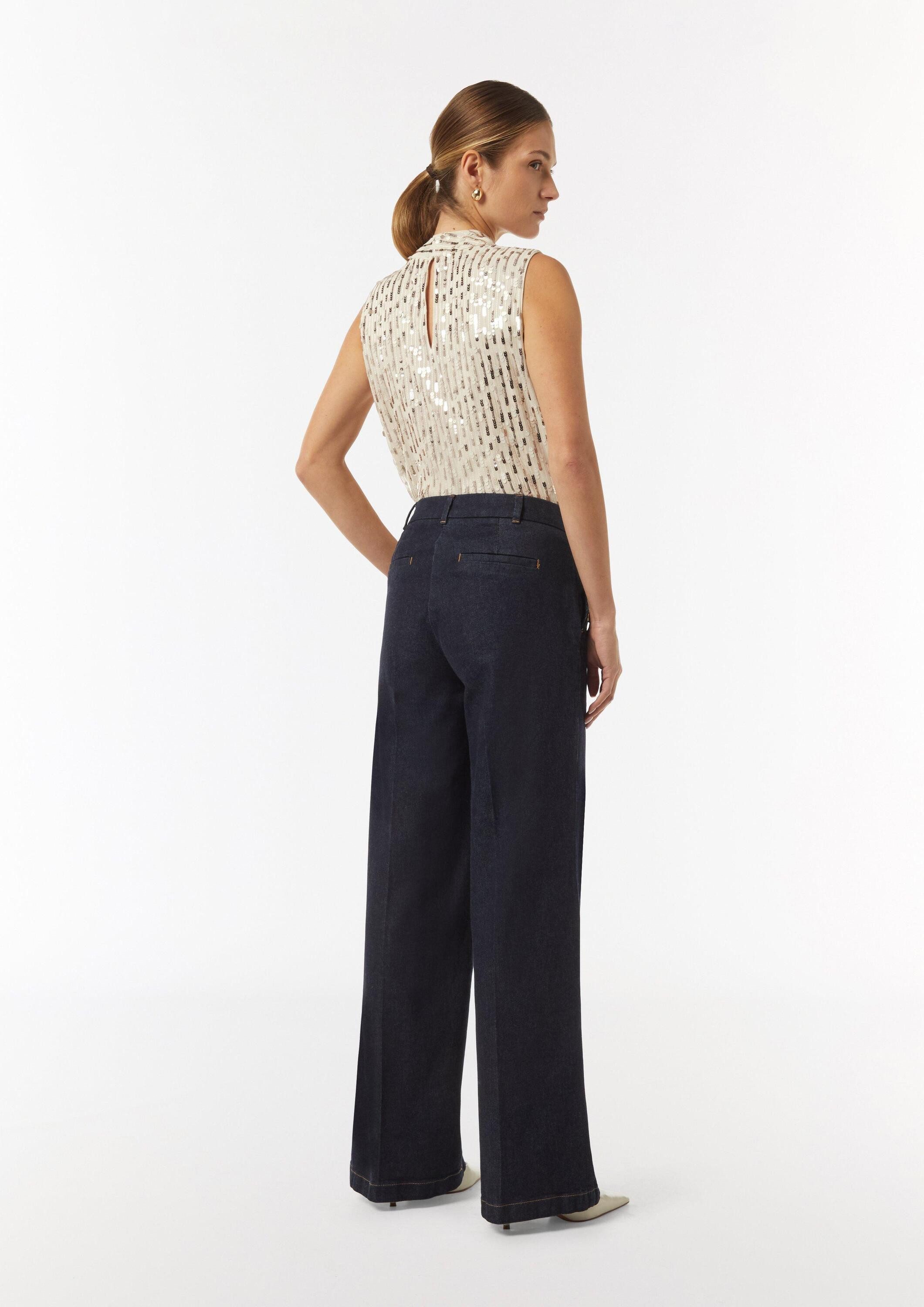 comma Blusentop Bluse Blusentop mit Pailletten
