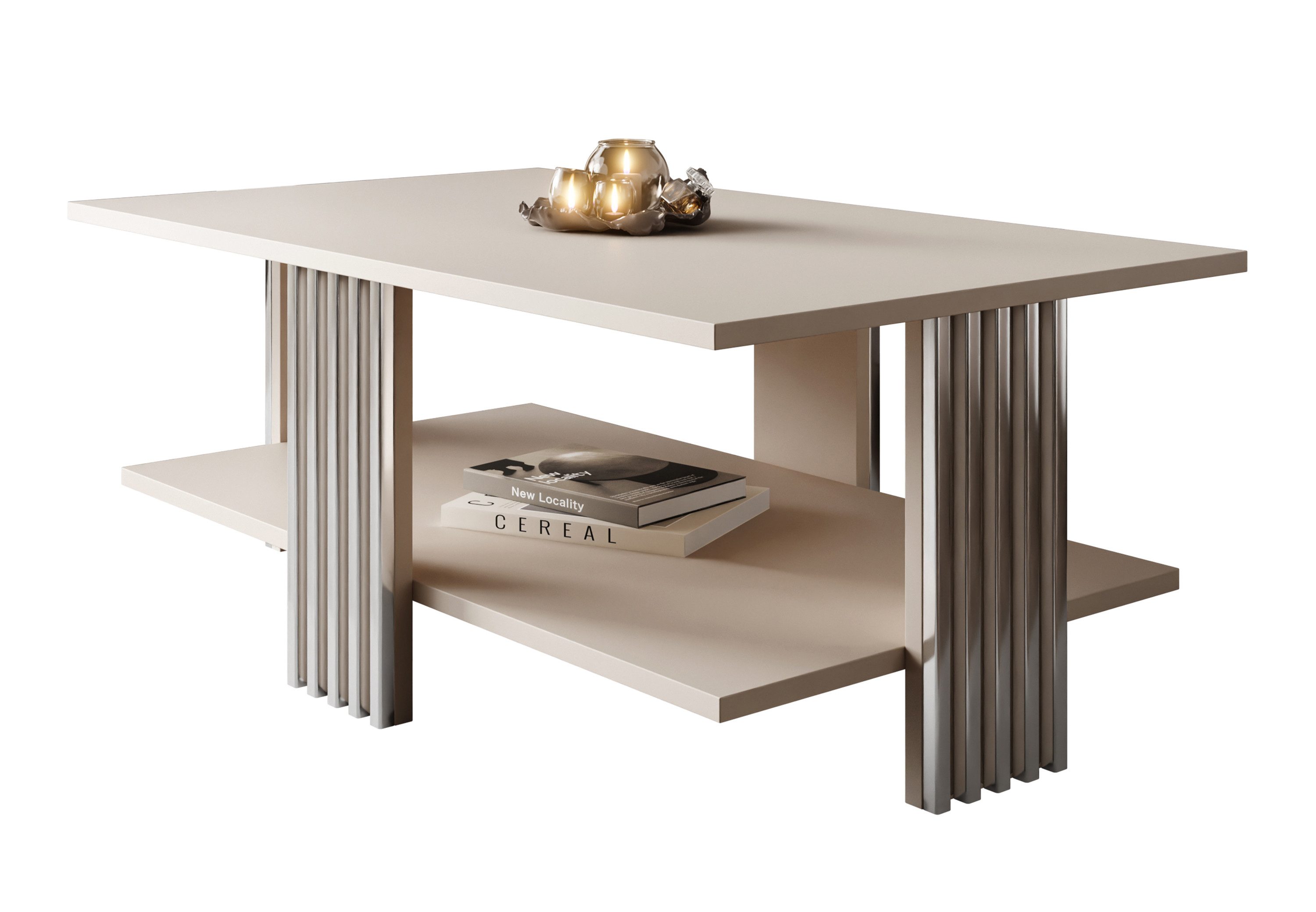 Lookway Couchtisch SAPHIRA SILVER mit Ablage