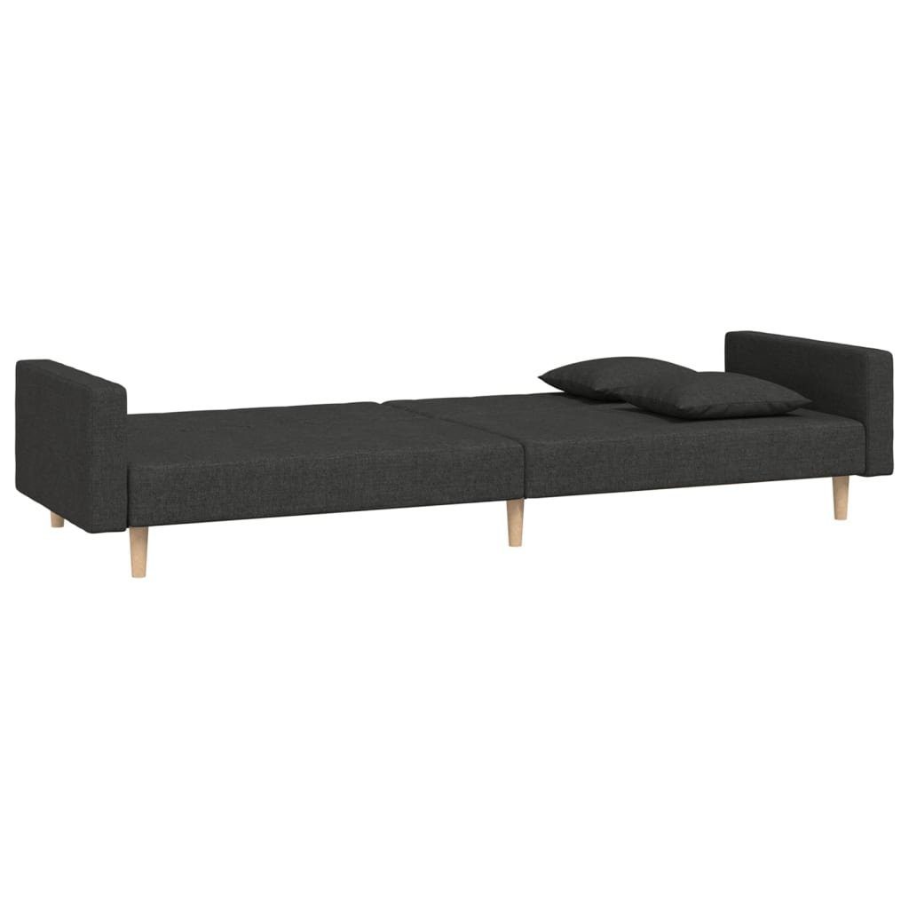 furnicato Schlafsofa 2-Sitzer mit 2 Schwarz Kissen Stoff