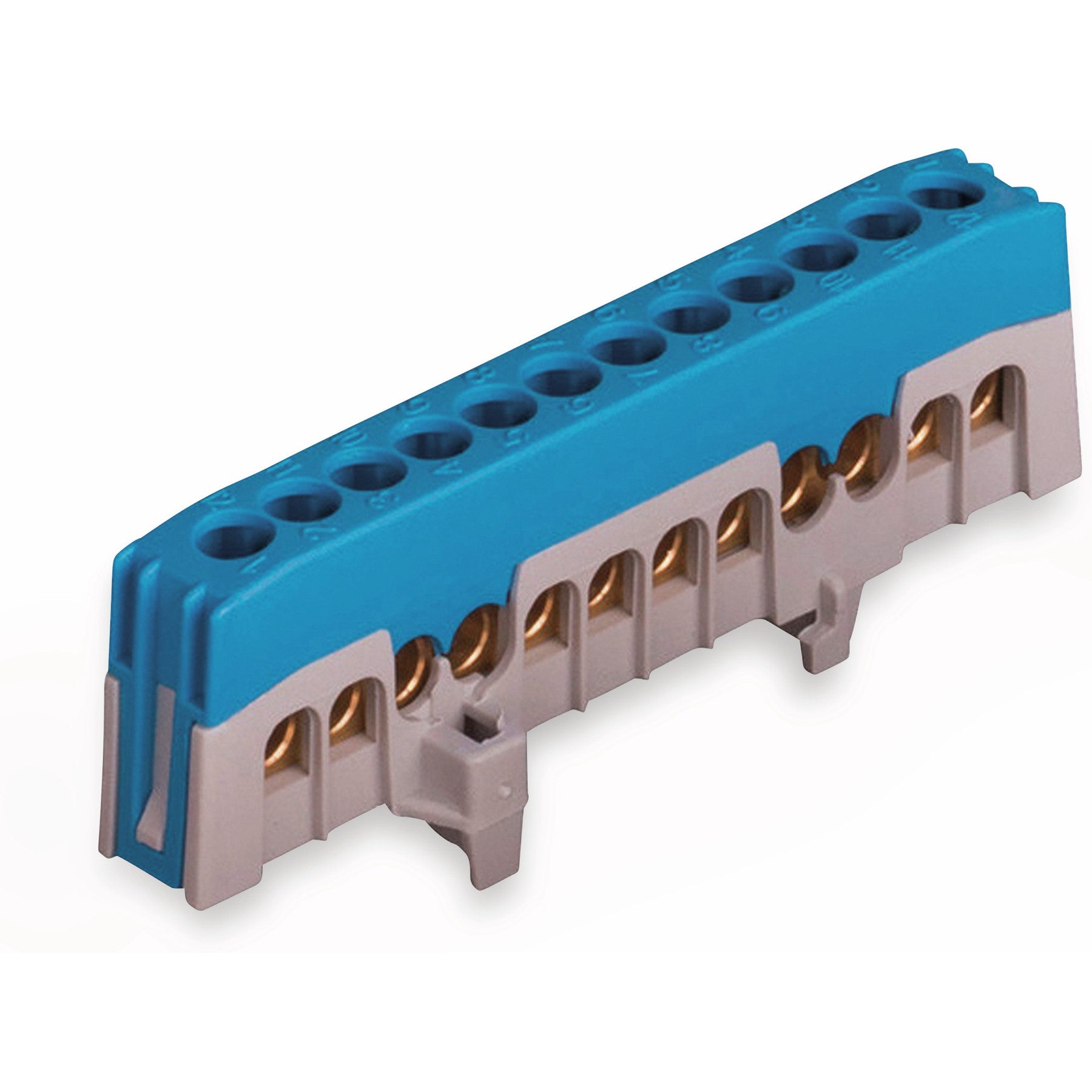 POLLMANN Verbindungsklemme POLLMANN Neutralleiterklemme 12-polig, 16 mm², blau, für Hutschiene