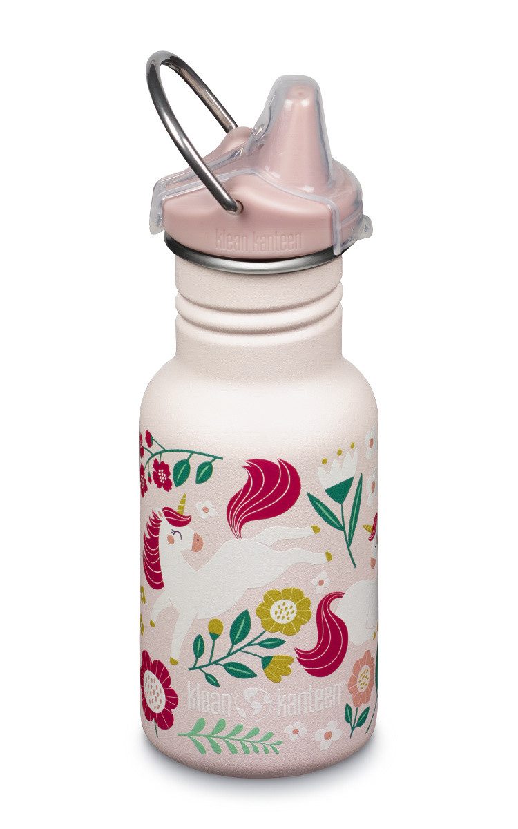 Klean Kanteen Trinkflasche Edelstahl Kindertrinkflasche 355ml, Sippy Cap, mit Namensgravur, Kindertrinkflasche 355ml, Sippy Cap, Leaping Unicorns
