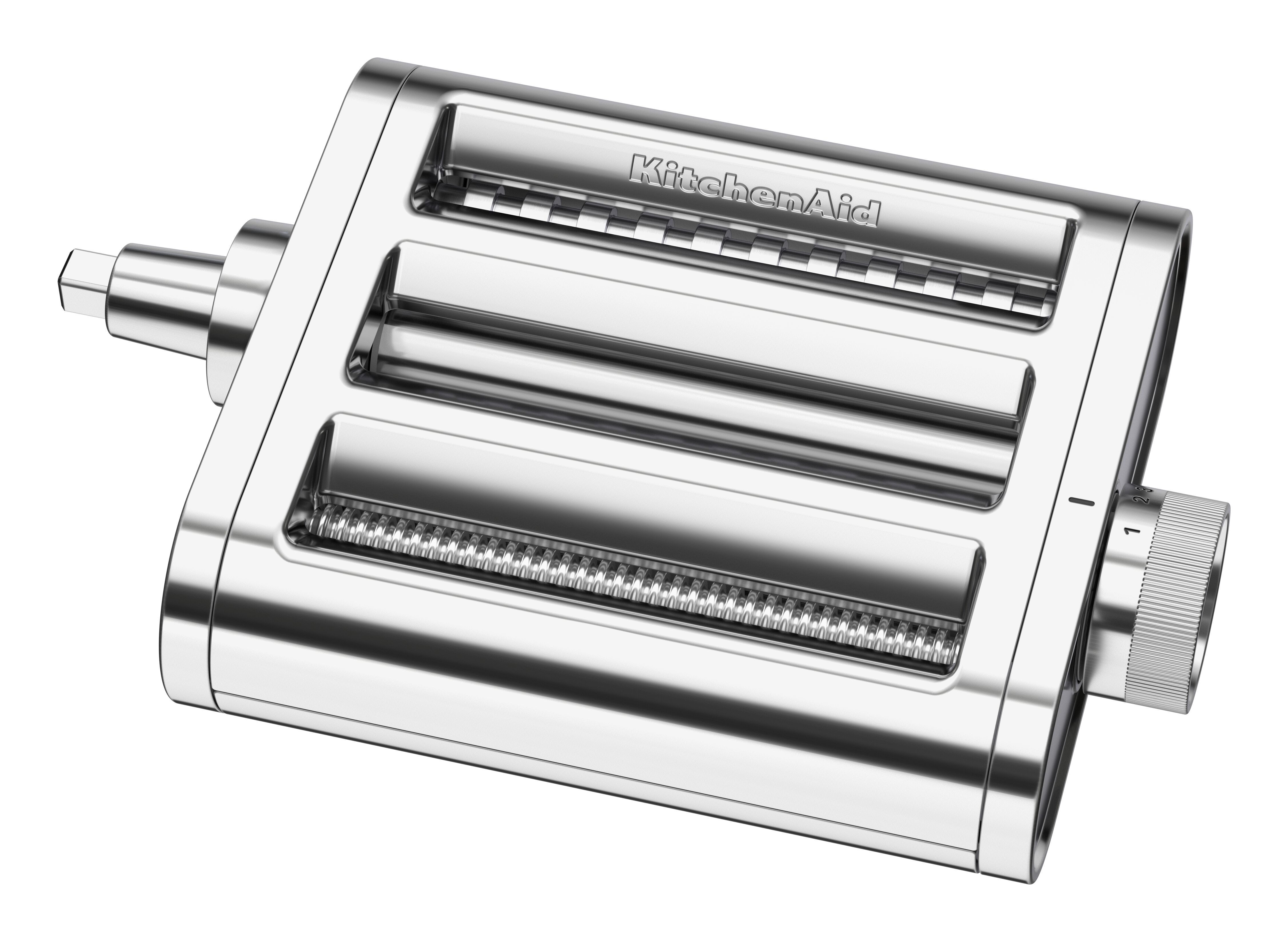 KitchenAid Küchenmaschinen Zubehör-Set 3-in-1-Nudelvorsatz 5KSM3MPA, Zubehör für KitchenAid Küchenmaschine, Walze und Schneider aus hochwertigem Edelstahl