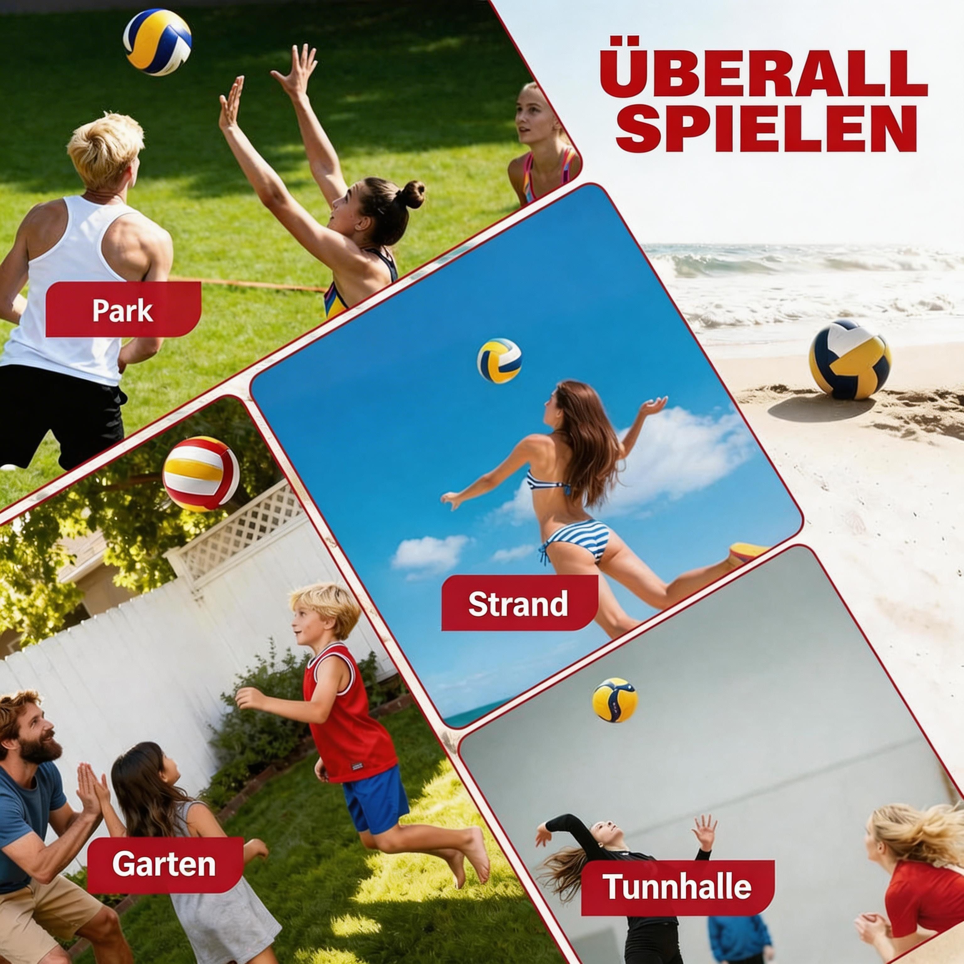 GarveeMore Volleyballnetz für Garten, 366 cm Höhenverstellbares Übungsnetz für Strand