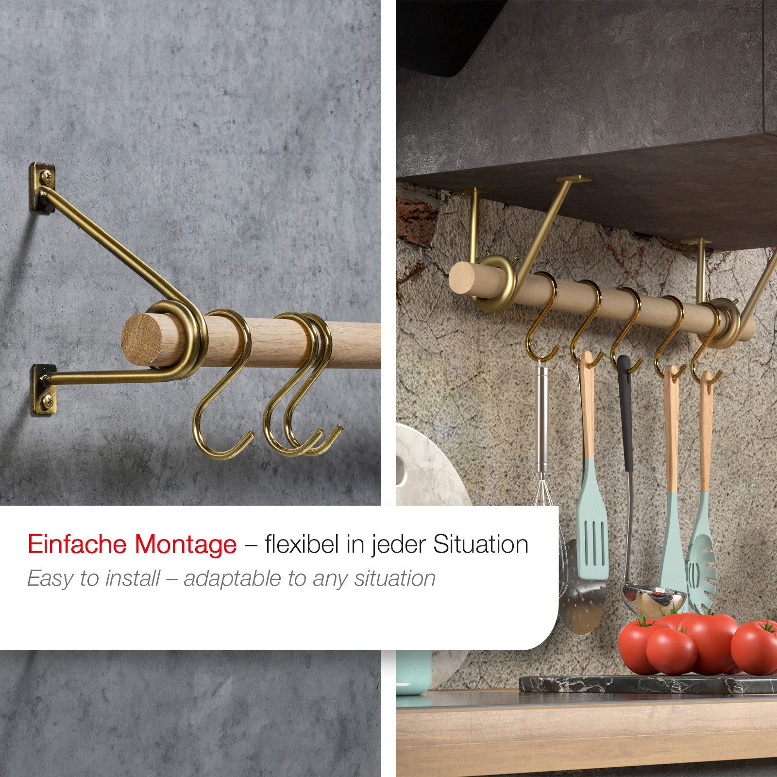 SO-TECH® Wandgarderobe 120 x 150 mm mit Ø 30 mm Kleiderstange aus Holz (Spa günstig online kaufen