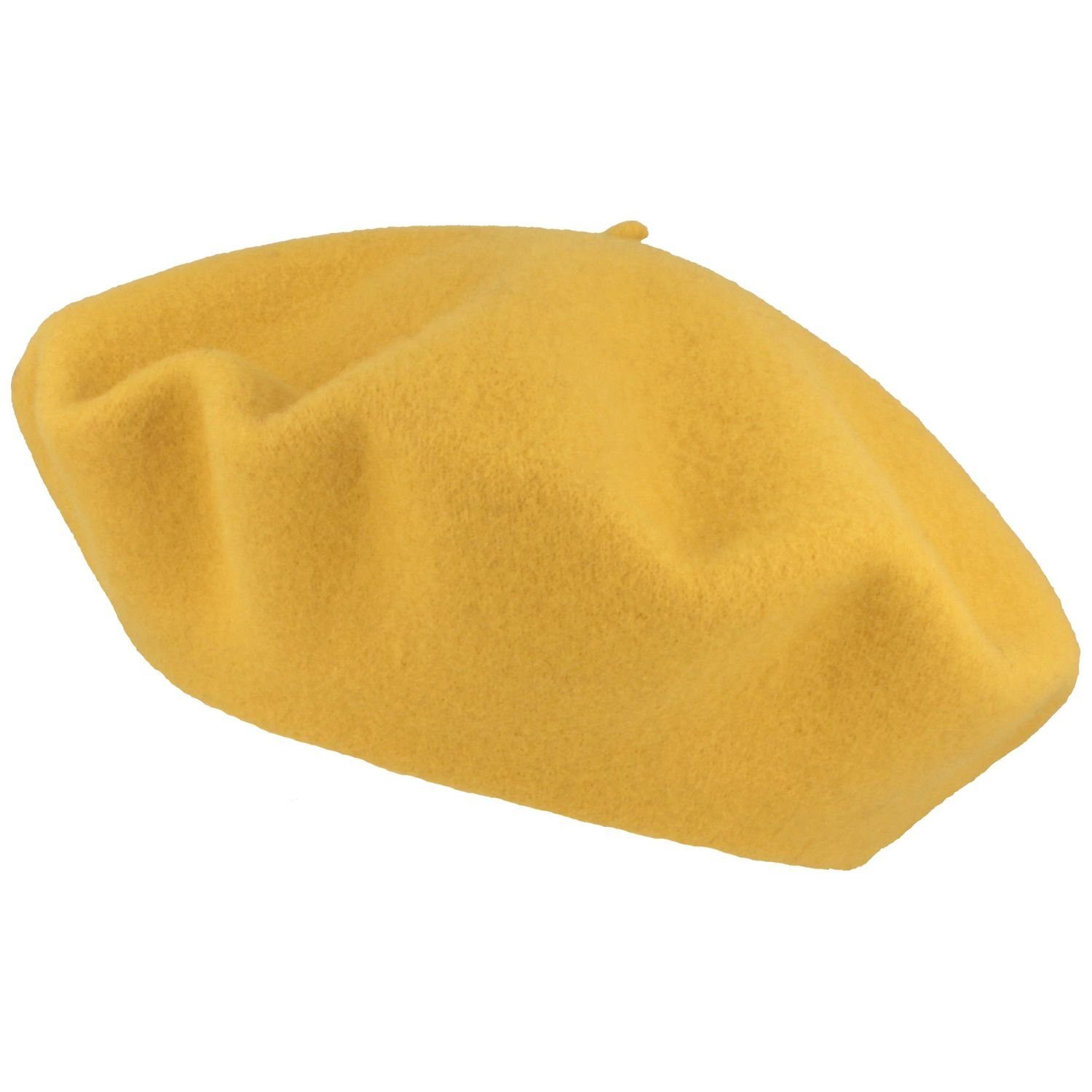 McBurn Baskenmütze Große Baskenmütze aus 100% Wolle angenehm weich 14 gelb