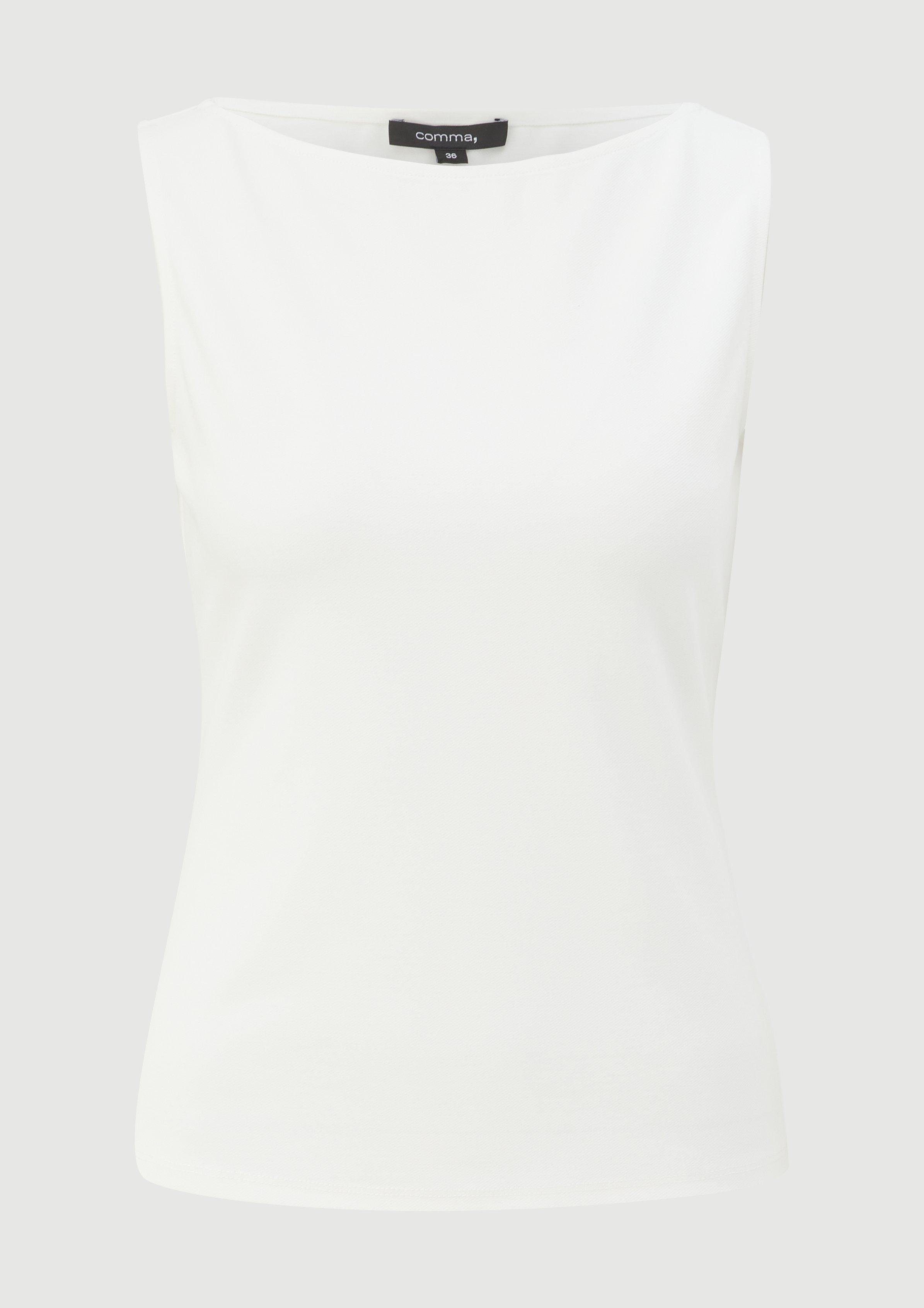Comma Shirttop Ärmelloses Top aus Strickjersey weiß