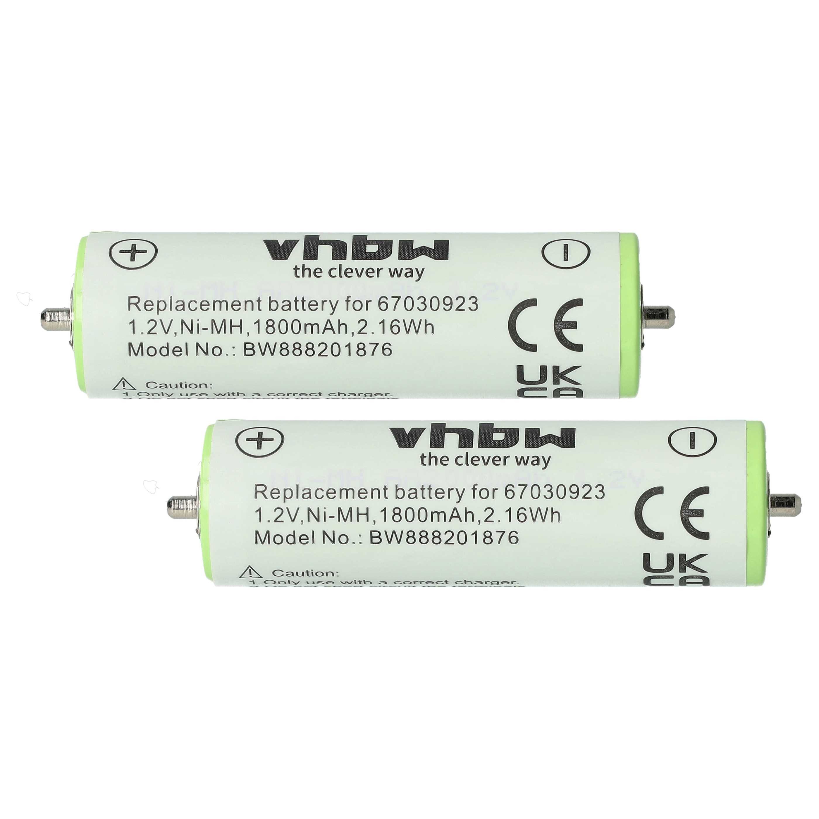 vhbw Akku passend für Panasonic ERGY10CM, ERDGP72, ERGY10CM503, ER1611, Akku Akku NiMH 1800 mAh (1,2 V, 2 St), Leistungsfähige Austausch-Akkus für Rasierer oder Trockenrasierer