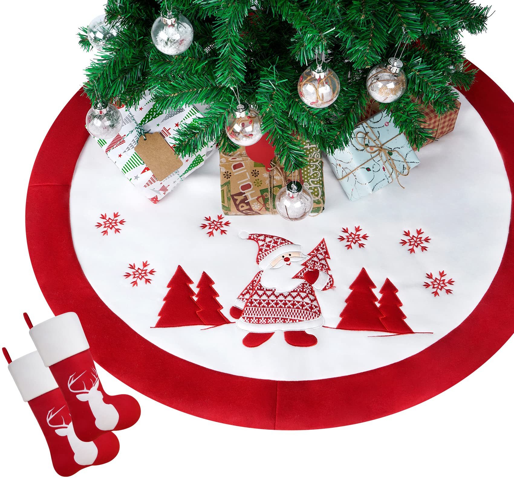 Bundviel Dekohänger Weihnachtsbaumdecke Christbaumdecke + 2 Weihnachtsstrümpfe