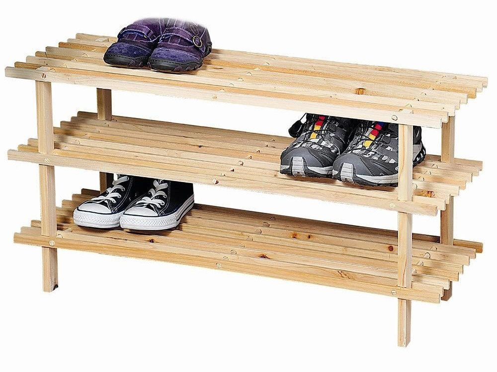 Kesper Schuhregal Schuhregal, Tannenholz, Schuhschrank, Holzregal, hell FSC, 3 stöckig