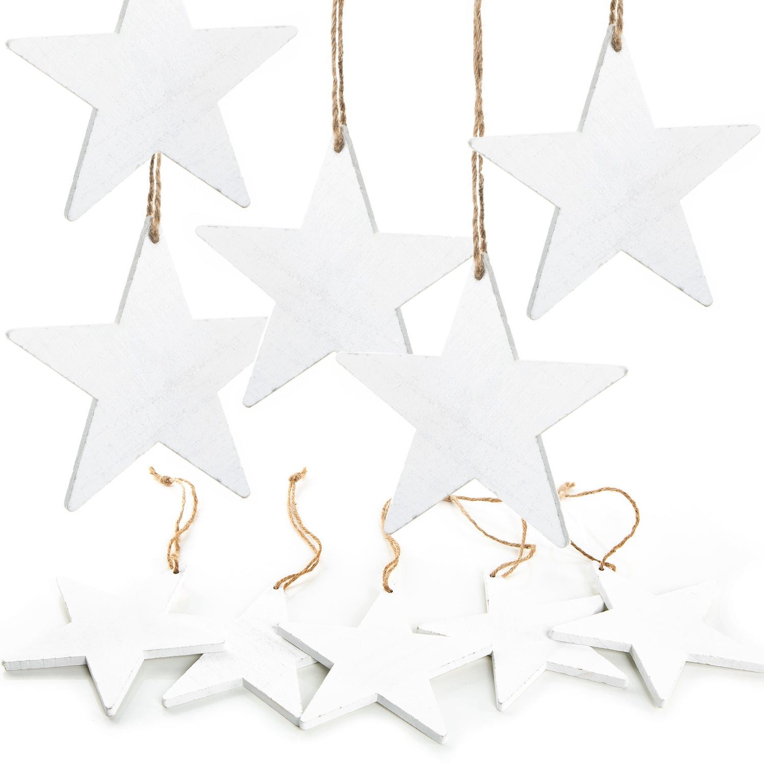 Logbuch-Verlag Dekofigur Weiße Holzsterne 10 cm zum Aufhängen mit Juteschnu günstig online kaufen