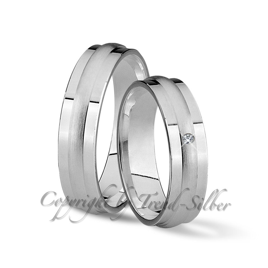 Trauringe123 Trauring Hochzeitsringe Verlobungsringe Trauringe Eheringe Partnerringe aus 925er Silber mit Stein, J58