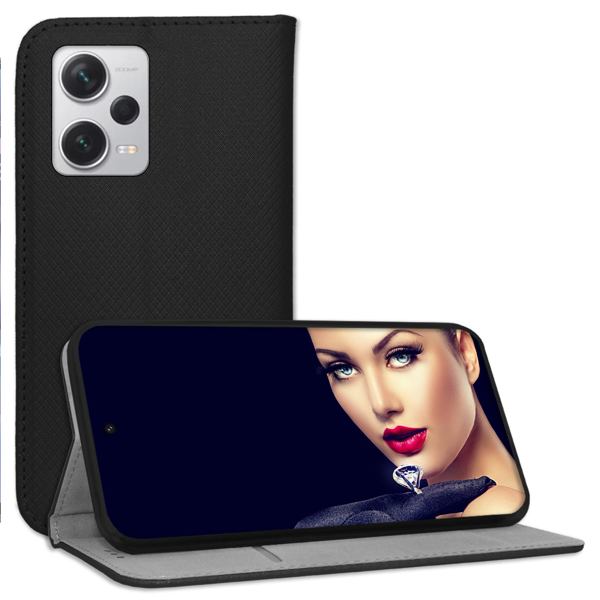 mtb more energy Smartphone-Hülle Smart Magnet für Xiaomi Redmi Note 12 Pro Plus, Schwarz, Bookstyle Klapphülle Cover Wallet Case aus Kunstleder