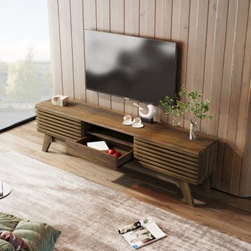 XDeer TV-Schrank TV-Schrank mit zwei Schiebetüren, TV-Möbel, TV-Board, TV-Lowboard, TV-Schrank. einzigartiges Design, Retro-Holzfarbe.