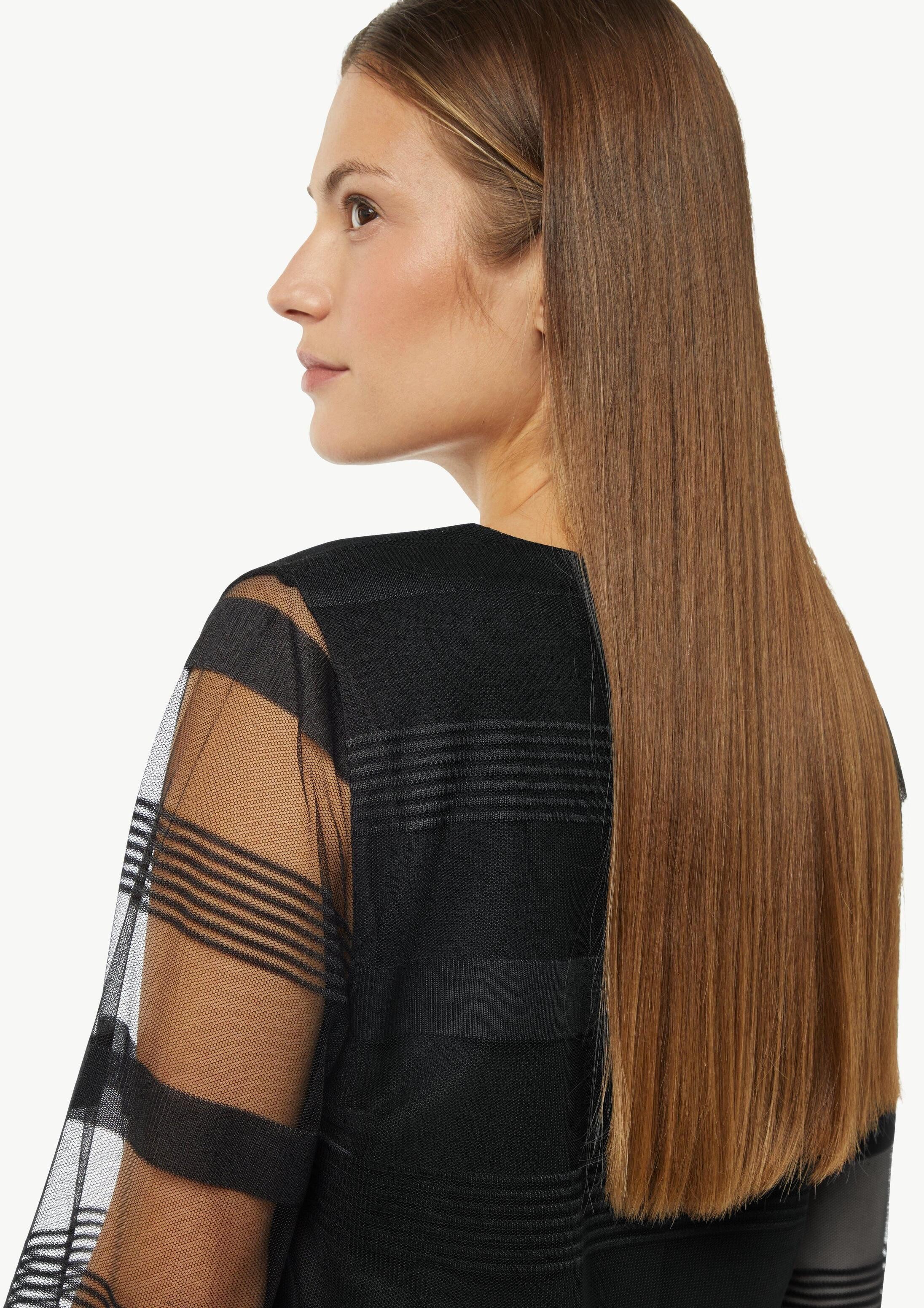 comma Langarmshirt T-Shirt Gestreiftes Mesh-Shirt