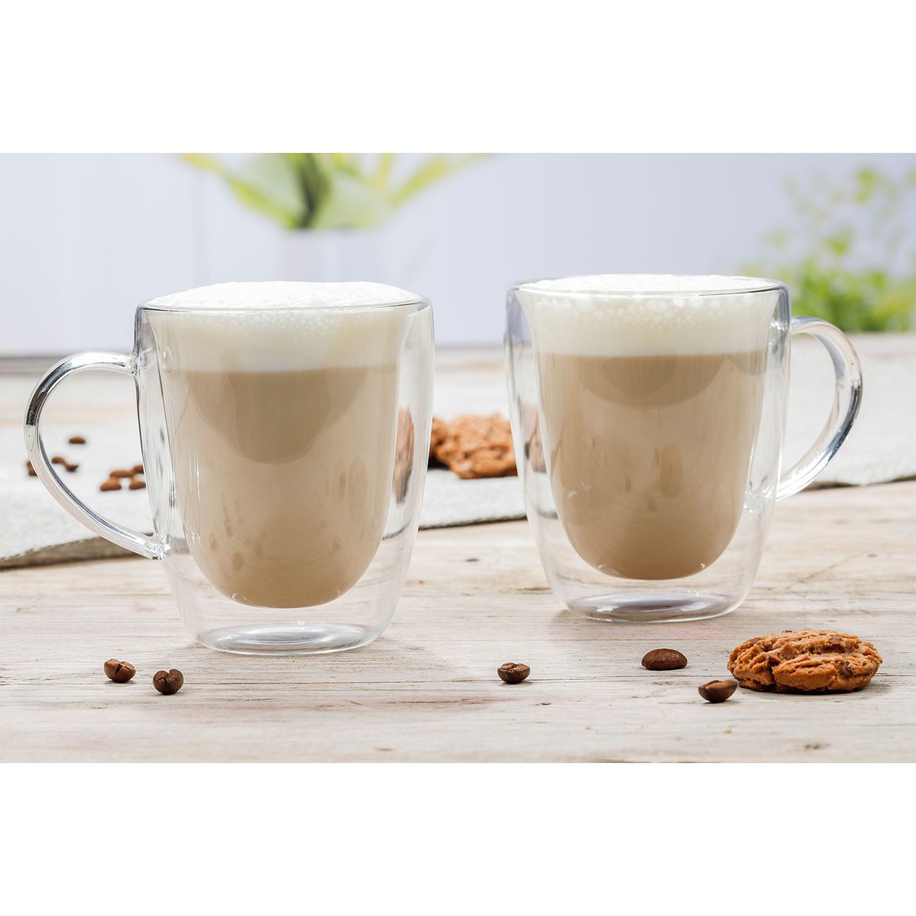 HI Cappuccinotasse Doppelwandige Cappuccino-Gläser 2er-Set je 270 ml aus Borosilikatglas, Spülmaschinengeeignet, mikrowellengeeignet, hitzebeständig, kratzfest