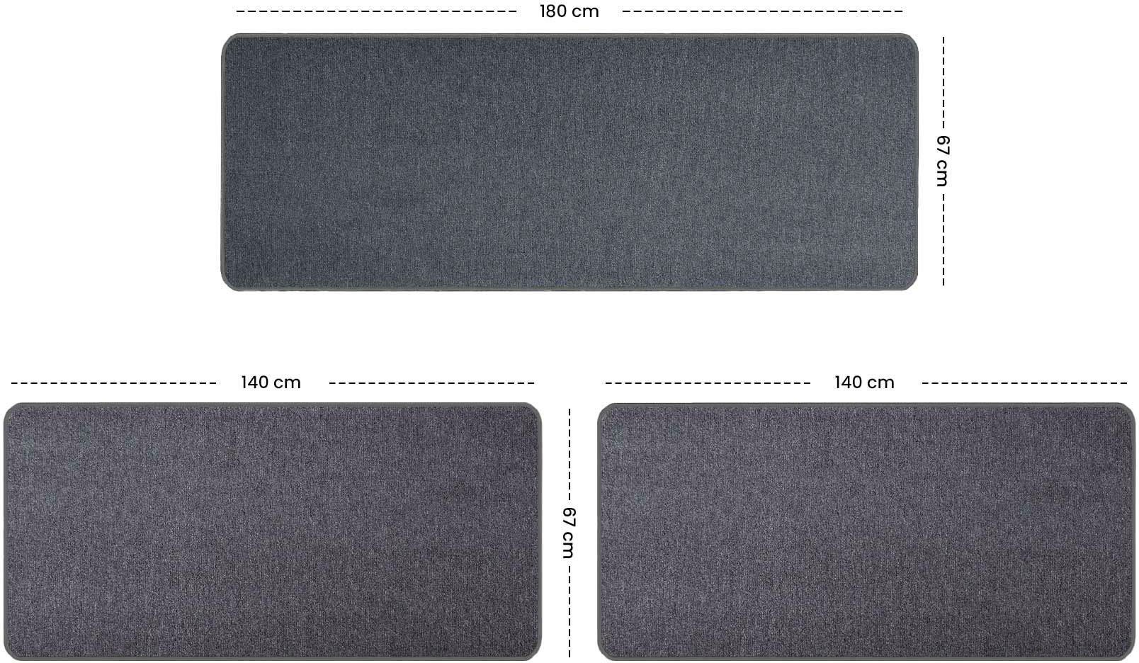 Primaflor-Ideen in Textil Bettumrandung MACAO, Made in Netherlands, Höhe 5 mm, (3-tlg), Bettvorleger, Läufer-Set für das Schlafzimmer, Uni Farben