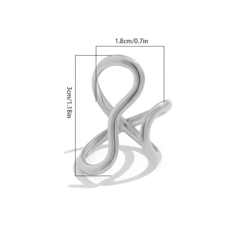 XCOAST Fingerring Wave Ring Damen Silber – Verstellbarer Edelstahl Ring im Wellen-Design (inkl. Schmuckkästchen, 1-tlg., einzeln), verstellbar (anpassbar an verschiedene Fingergrößen)