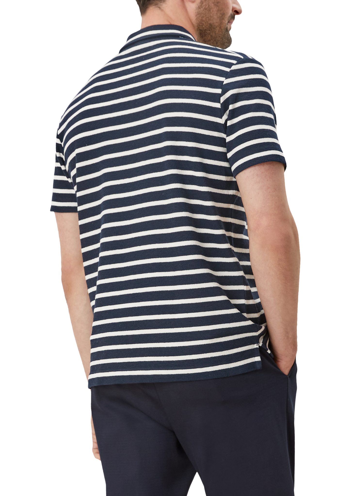s.Oliver Kurzarmshirt Poloshirt im Streifendesign navy stripes