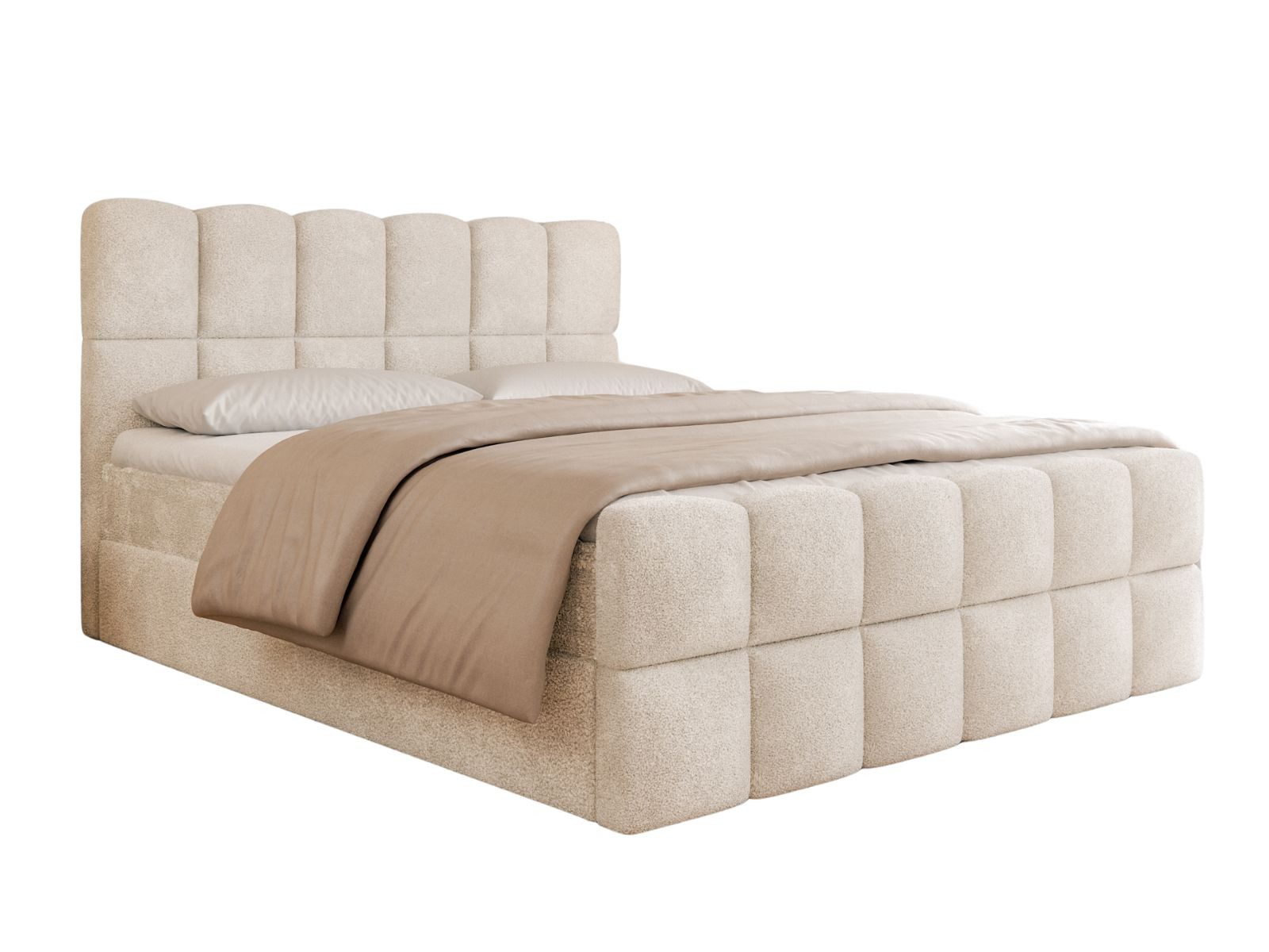 Compleo Boxspringbett Wolkenbett mit zwei Bettkästen, Bezug: Bouclé, Designer Bett – Bild 3 von 5