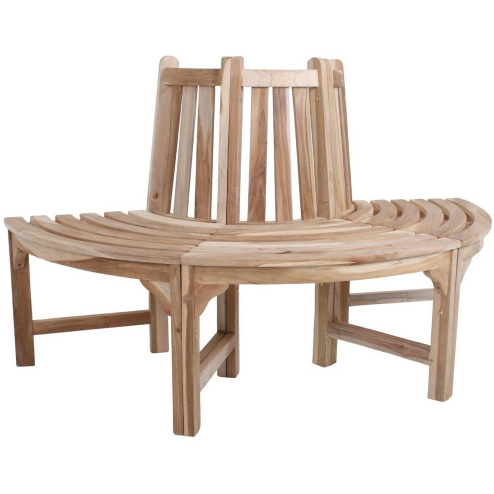 Garden Pleasure Gartenbank Baumbank Hälfte JAVA aus Teak Innen Ø 47 cm Außen Ø ca. 150 cm