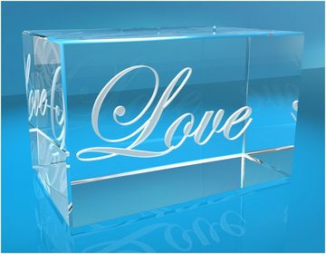 VIP-LASER Dekofigur 3D Glasquader I Love, Hochwertige Geschenkbox, Made in Germany, Familienbetrieb