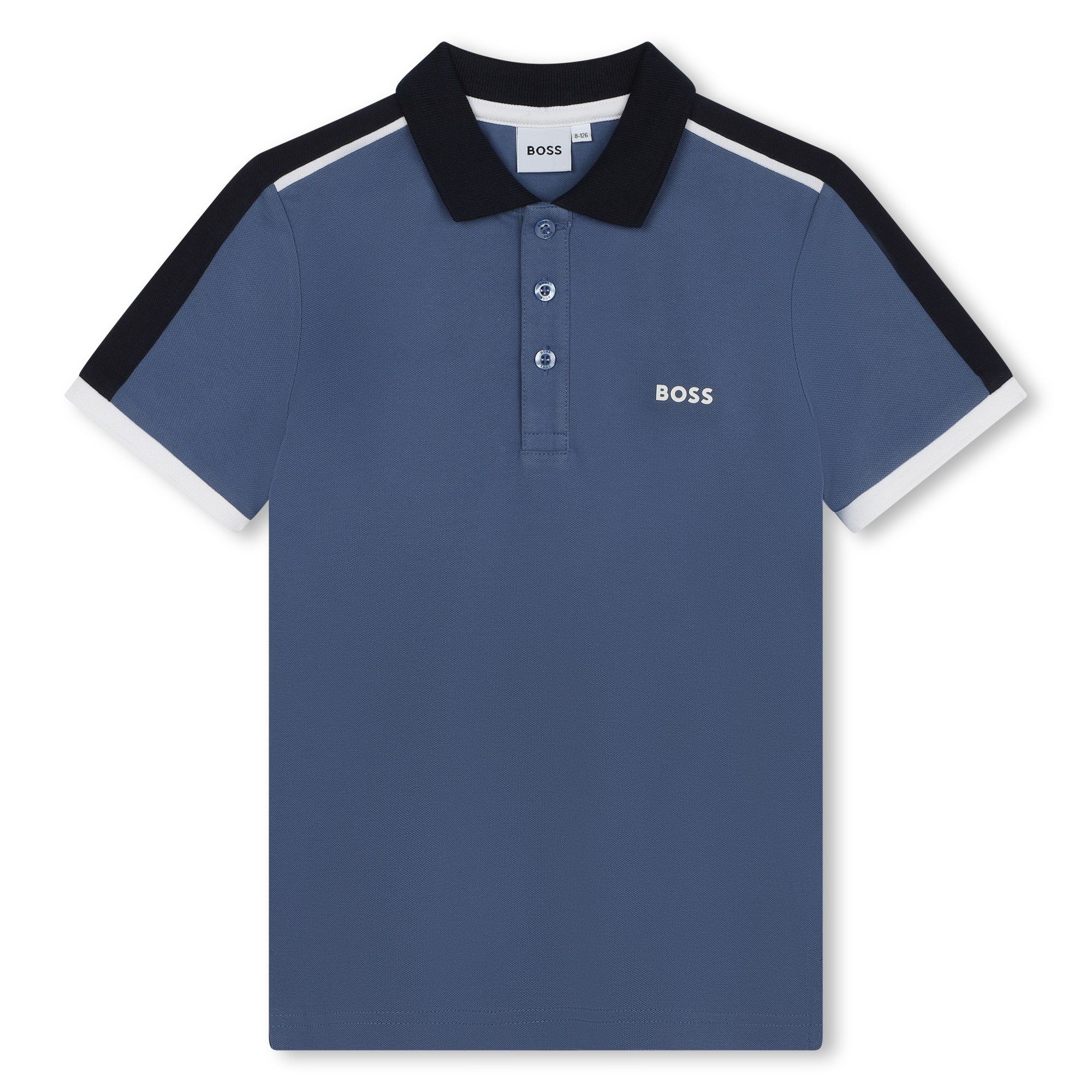 Boss Kidswear Poloshirt BOSS Kidswear Poloshirt blau mit Farbblöcken und Logo