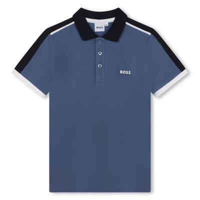 BOSS Poloshirt BOSS Kids Poloshirt blau mit Farbblöcken und Logo