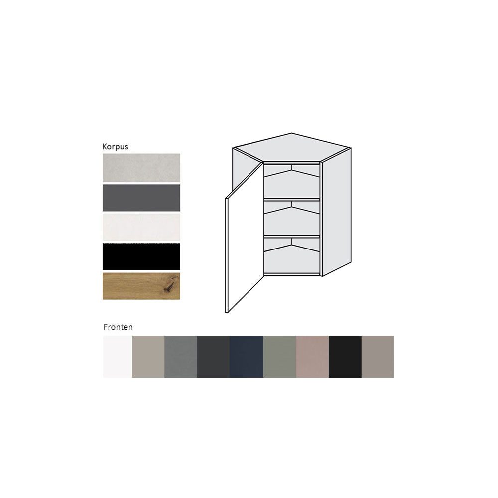 Feldmann-Wohnen Eckhängeschrank Bonn (W10/60, 1-türig, 2 Einlegeböden, 1-St., moderne Optik, MDF Fronten) Eiche Artisan / rosé kupfer matt