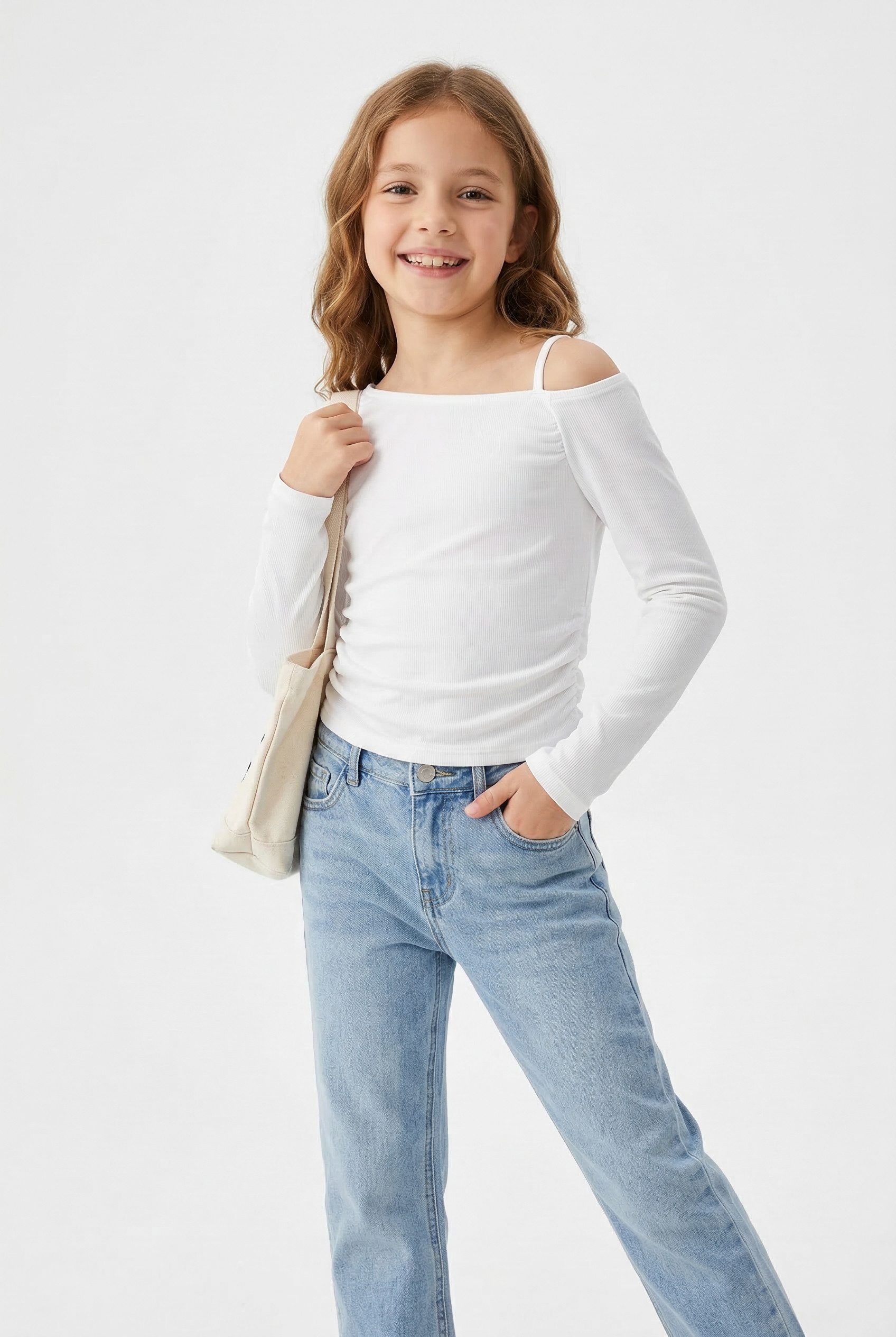 Abercrombie Kids Langarmshirt Feinripp, asymmetrischer Ausschnitt