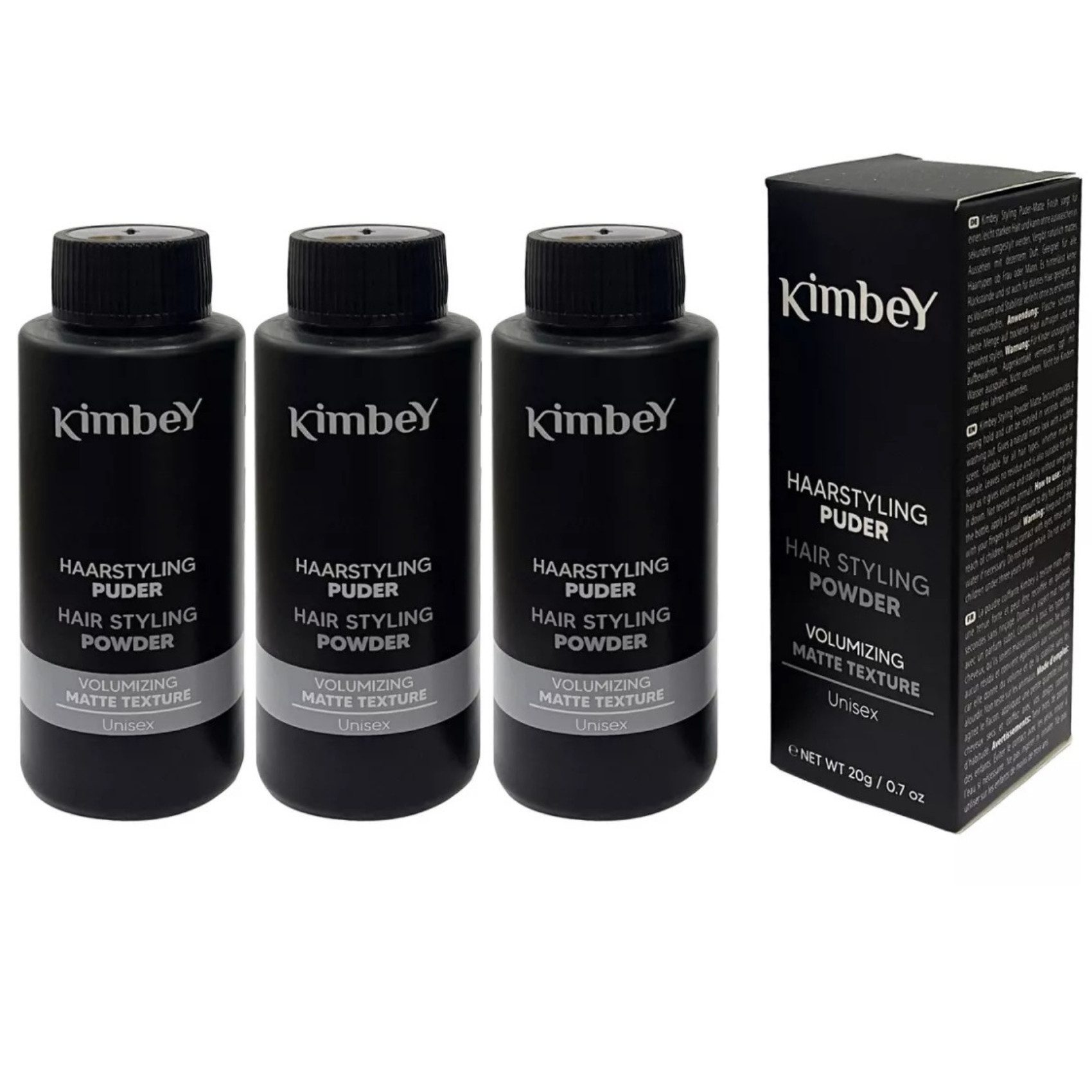KIMTECH Haarpuder Kimbey Styling Powder Wax für Volumen & Struktur 3 x 20g
