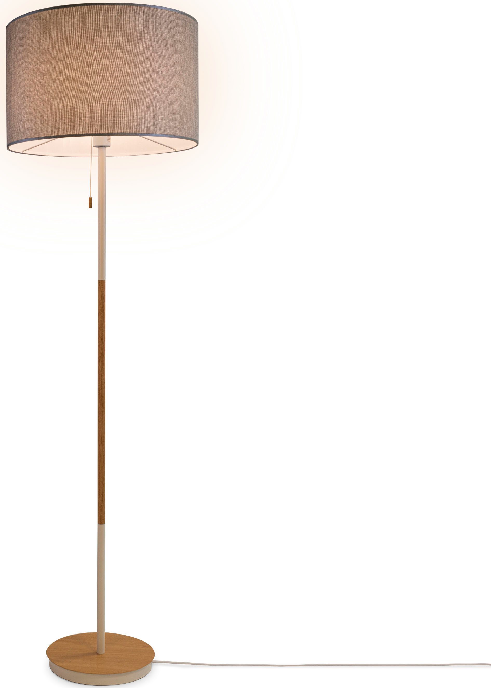 Paco Home Stehlampe EK CA Einfarbig Stofflampe grau natur Wohnzimmer weiß Skandi ohne E27 Standleuchte UNI Stoffschirm COLOR, Leuchtmittel