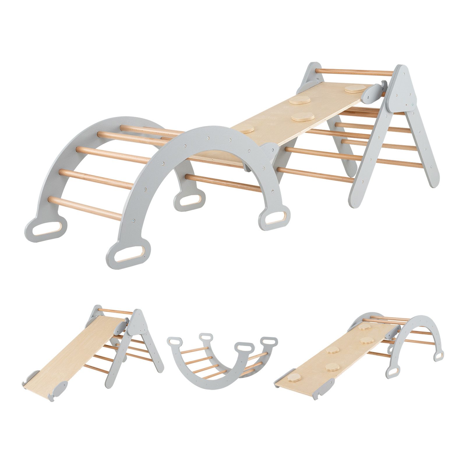 COSTWAY Klettergerüst 4 in 1 Kletterbogen, mit Rampe, Tragfähigkeit von 50kg