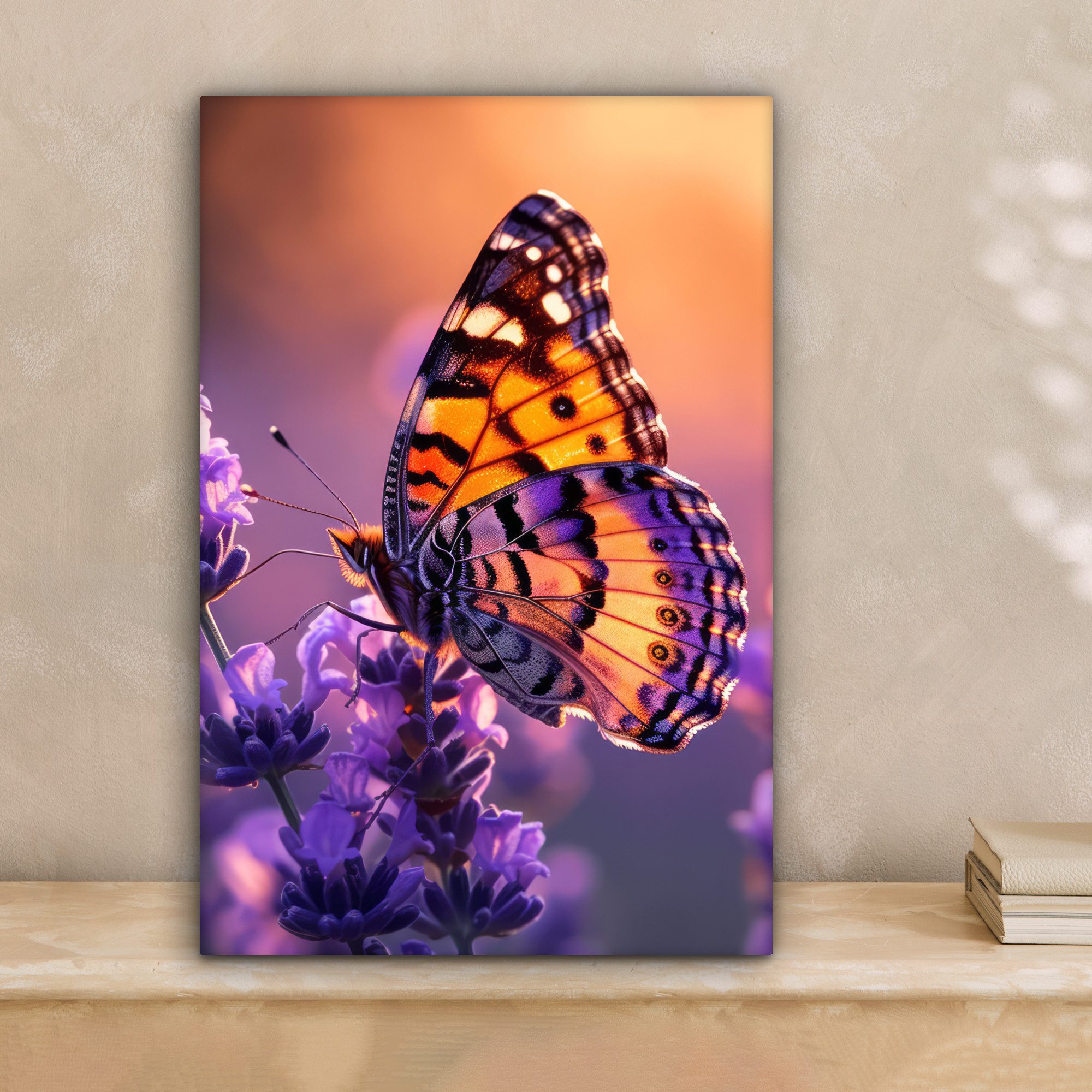 OneMillionCanvasses® Leinwandbild Blumen - Schmetterling - Lavendel - Blume günstig online kaufen
