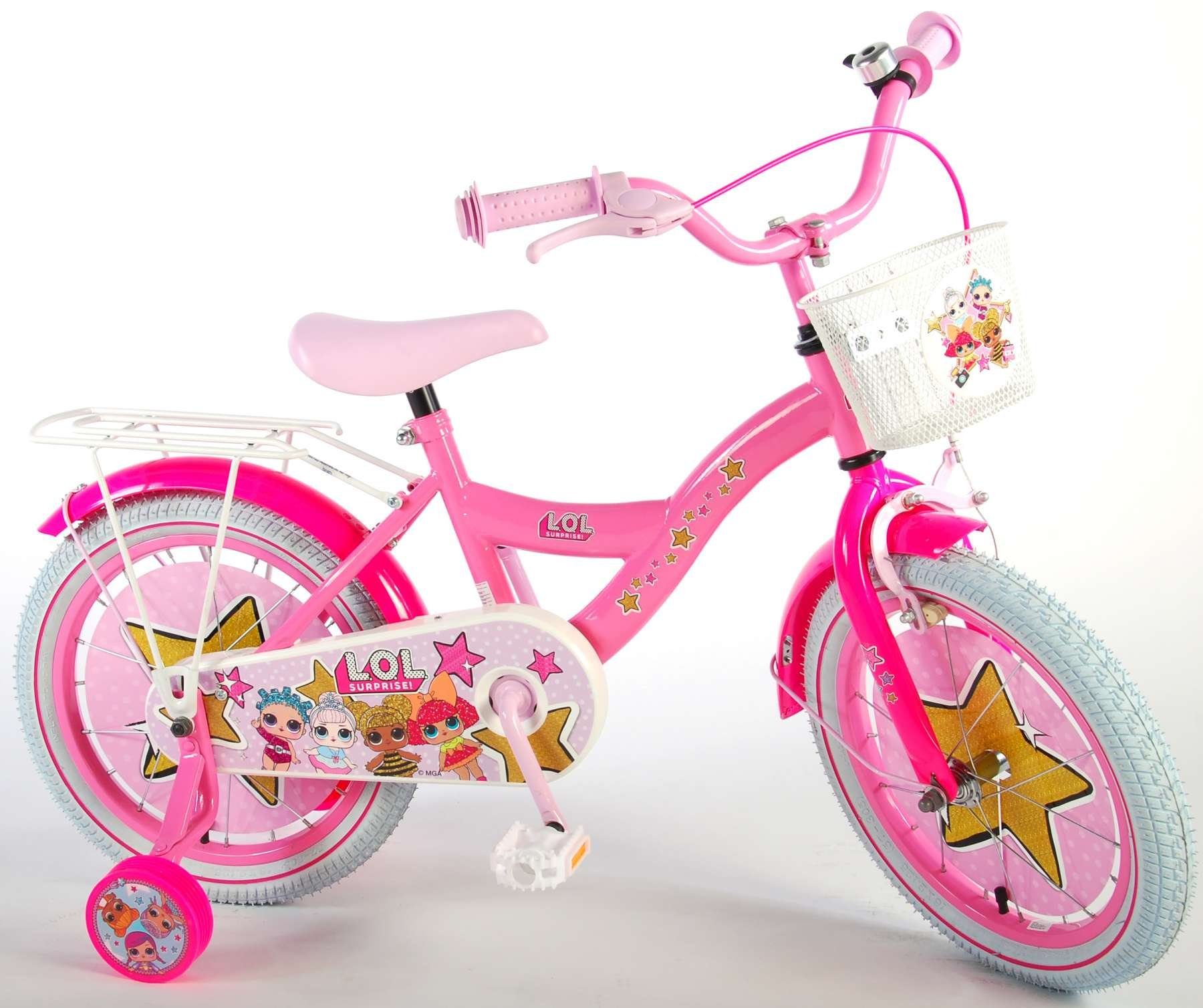 Volare Kinderfahrrad Mädchen - LOL Surprise - verschiedene Größen - pink - Rücktrittbremse, bis 60 kg, Luftbereifung, einstellbare Lenkerhöhe, 85% zusammengebaut