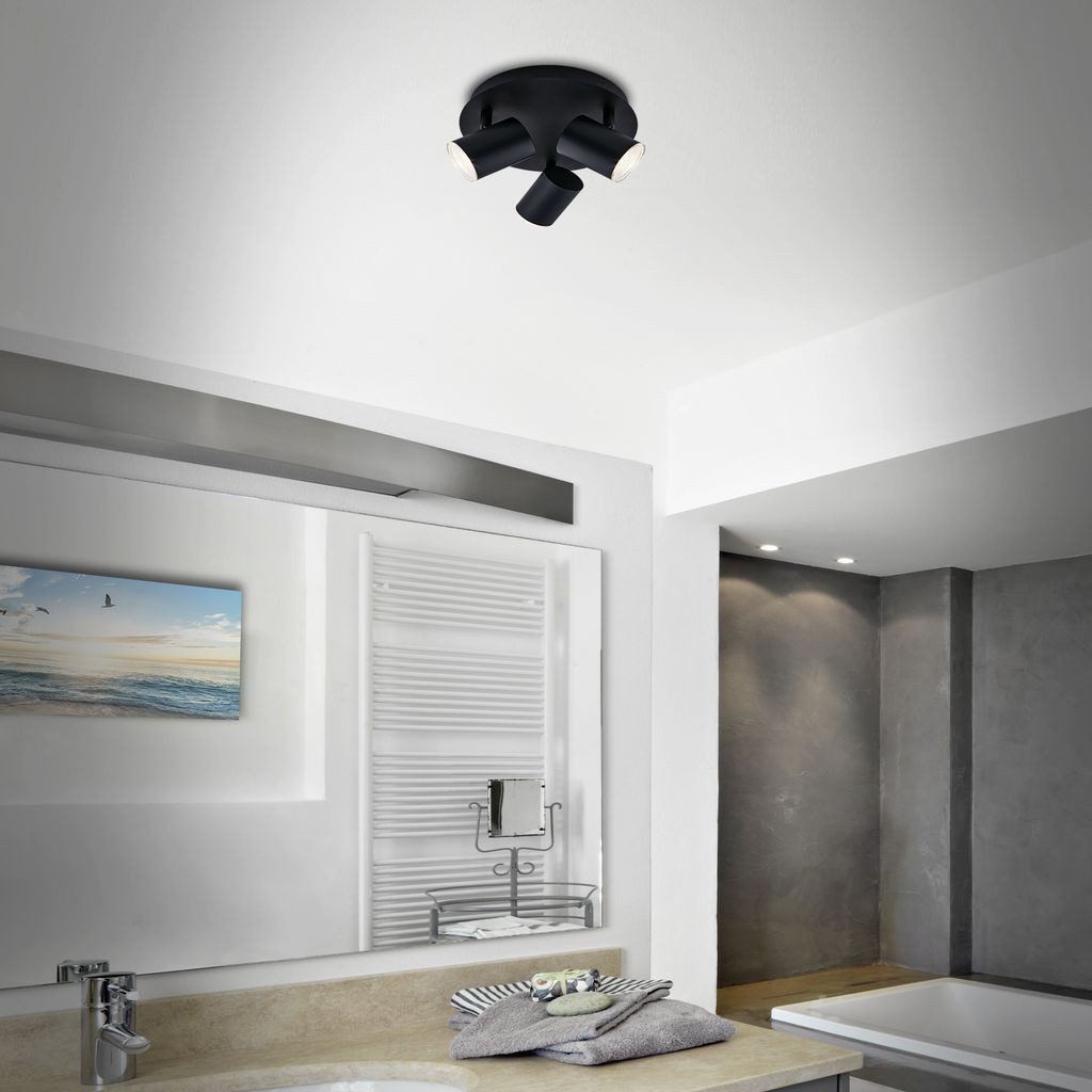 Briloner Leuchten LED Deckenleuchte 2731-035, ohne Leuchtmittel, Abhängig vom Leuchtmittel - Warmweiß / Neutralweiß / Kaltweiß, 3-flammig, Spotköpfe dreh- und schwenkbar, schwarz, exkl. GU10