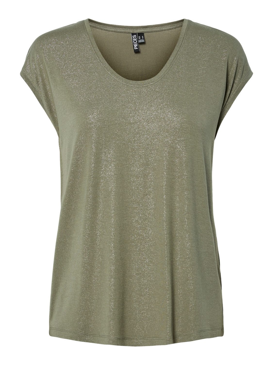 pieces Kurzarmshirt PCALICE SS GLITTER TEE JRS NOOS BC Viskosemischung, loose fit