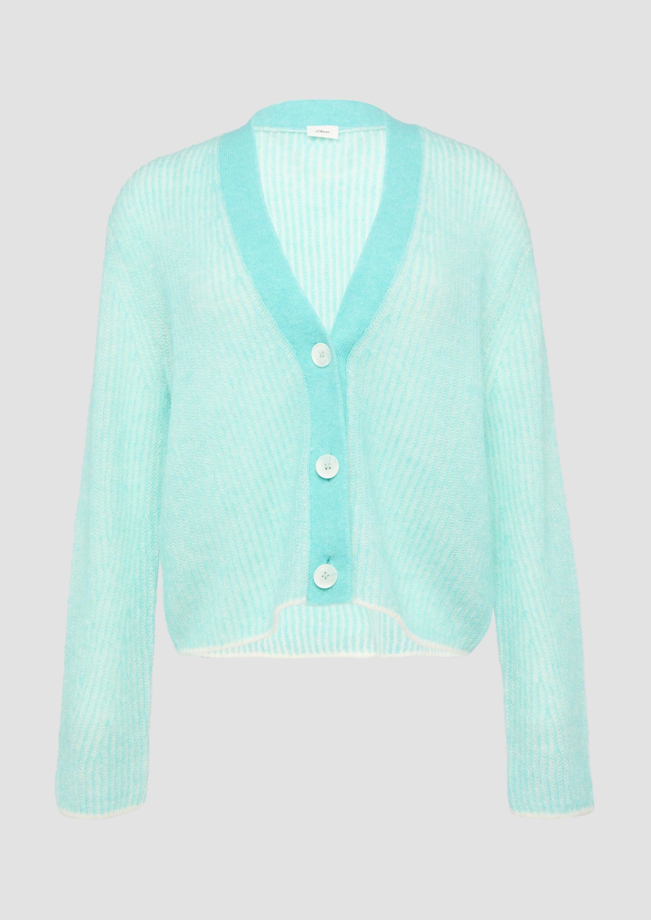 s.Oliver Cardigan Strickjacke Lockere Strickjacke aus Alpakamix mit Rippstruktur