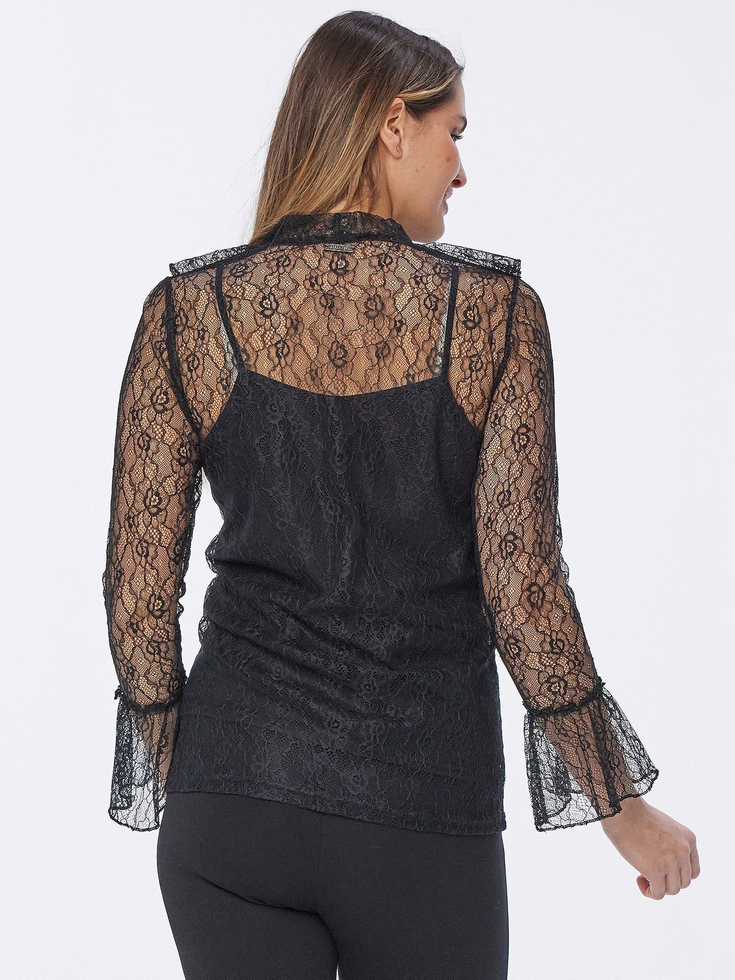 Sarah Kern Spitzenbluse mit Volantveredelung im günstig online kaufen